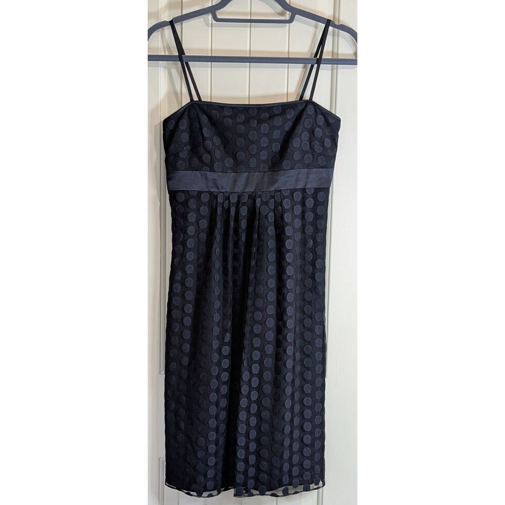 Ann Taylor Dress NWT Size 0 Black Polka Dot Silk Trim Empire Waist LBD - Picture 2 of 13